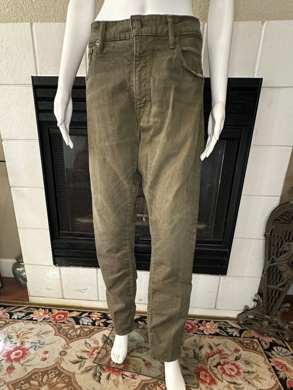 Polo Ralph Lauren Varick Slim Straight Olive Mens Jeans Cotton Blend 36X30.5